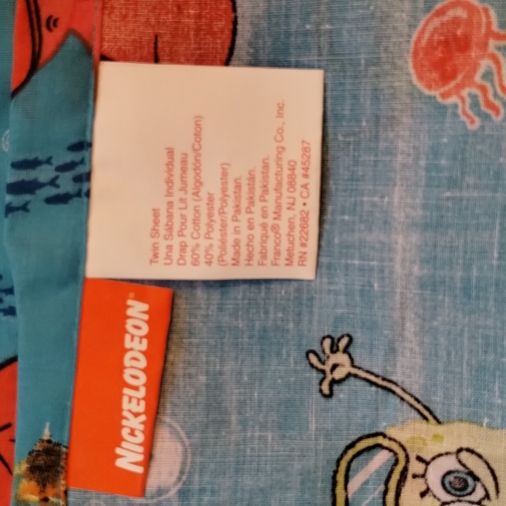 NWOT Nickelodeon SpongeBob twin size flat sheet, never used! - Picture 2 of 2